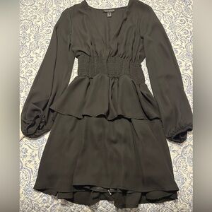 Revamped Black Peplum Fit and Flare Dress